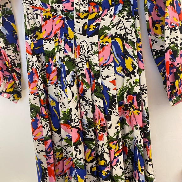 RIXO Midi Dress Camellia Floral Print Pleated Silk Size XX-Small - Picture 4 of 6